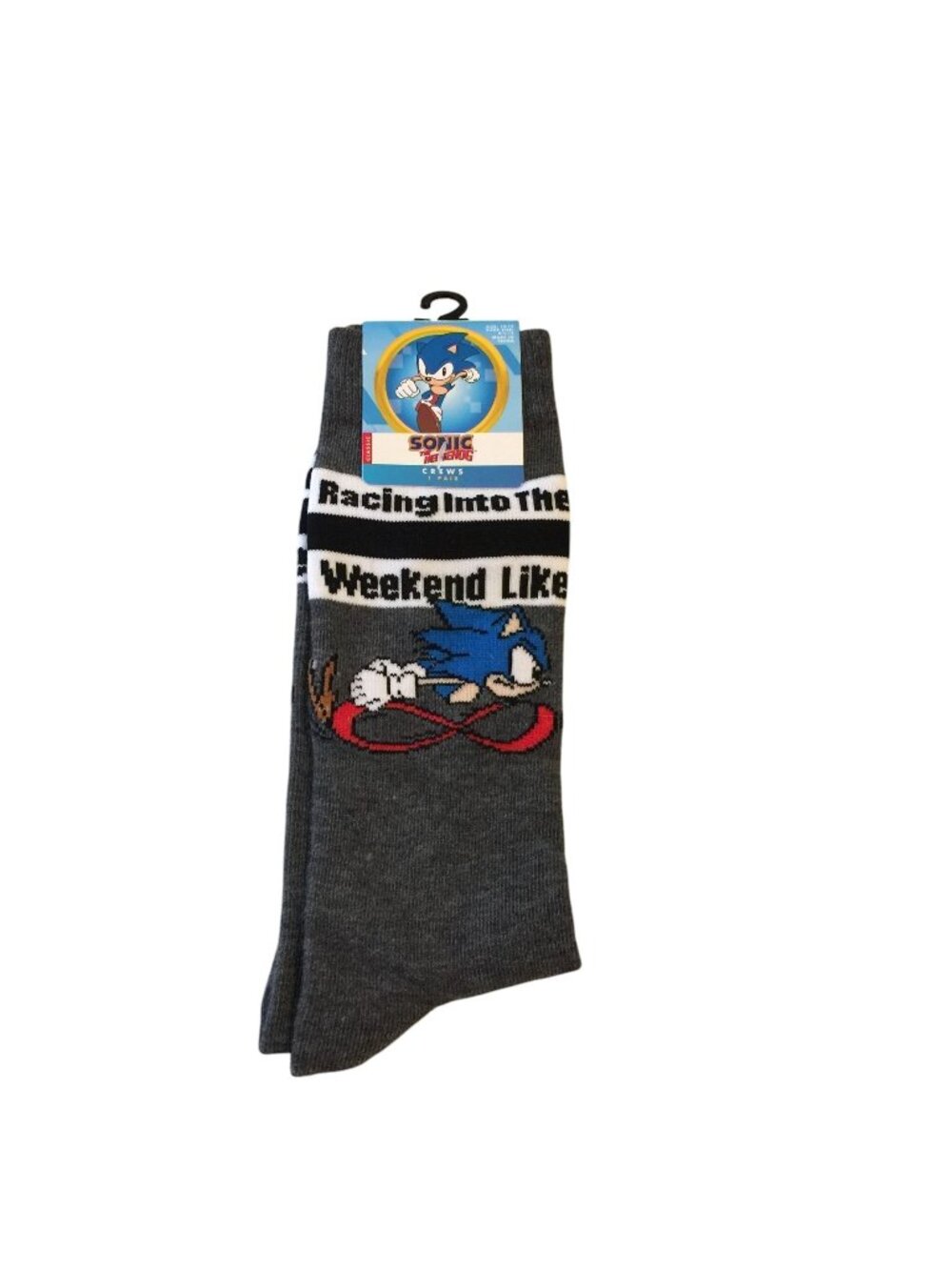 Sonic the Hedgehog Men's Crew Socks 10-13 Racing into the Weekend Like